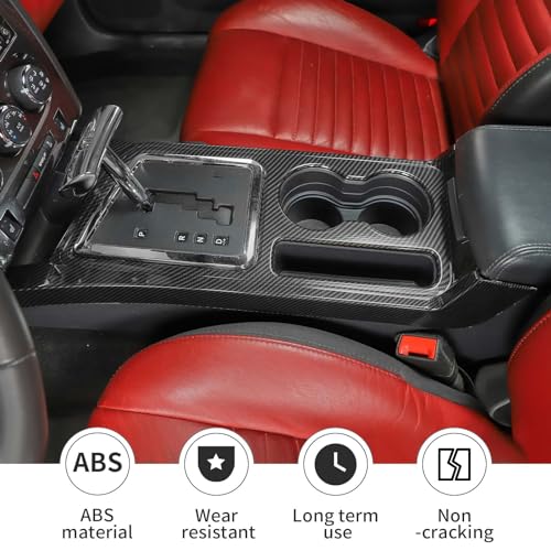Linskip Gear Shift Panel Cover Trim Compatible with 2008 2009 2010 2011 2012 2013 2014 Dodge Challenger, Cup Holder Decor Cover for Challenger Interior Accessories(Carbon Fiber Black) - Image 2