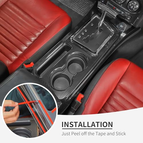 Linskip Gear Shift Panel Cover Trim Compatible with 2008 2009 2010 2011 2012 2013 2014 Dodge Challenger, Cup Holder Decor Cover for Challenger Interior Accessories(Carbon Fiber Black) - Image 5