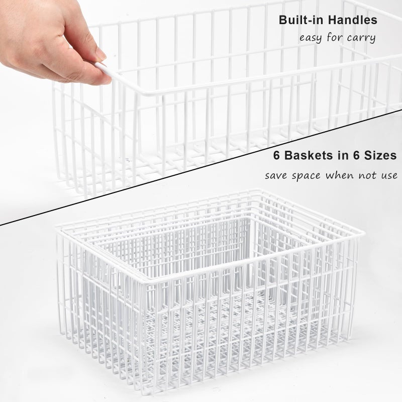 Orgneas Freezer Organizer Bins, Vertical Sides Wire Freezer Baskets for Upright Freezer, Chest Freezer Organizer Deep Freezer Storage Containers for Foods, Snacks, Vegetables, Fruits, Set of 6 - Image 5
