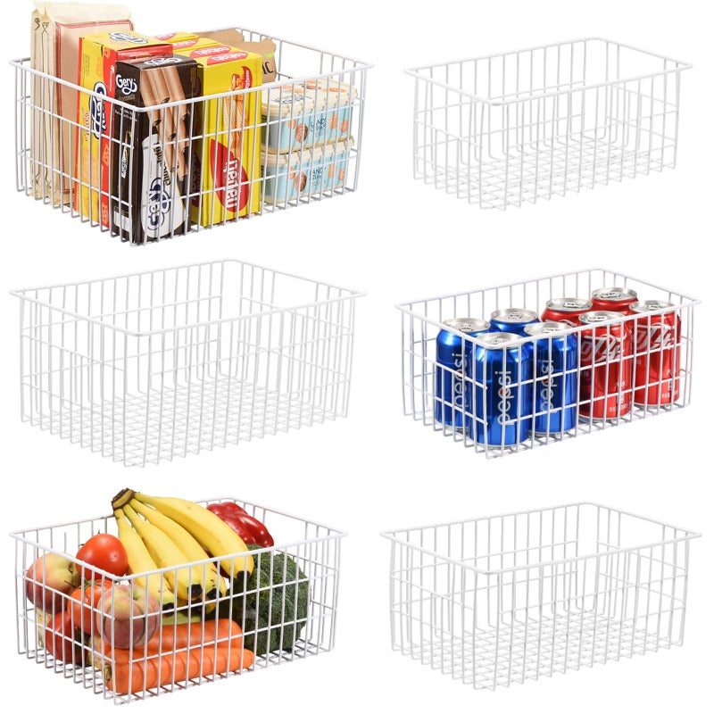 Orgneas Freezer Organizer Bins, Vertical Sides Wire Freezer Baskets for Upright Freezer, Chest Freezer Organizer Deep Freezer Storage Containers for Foods, Snacks, Vegetables, Fruits, Set of 6 - Image 1