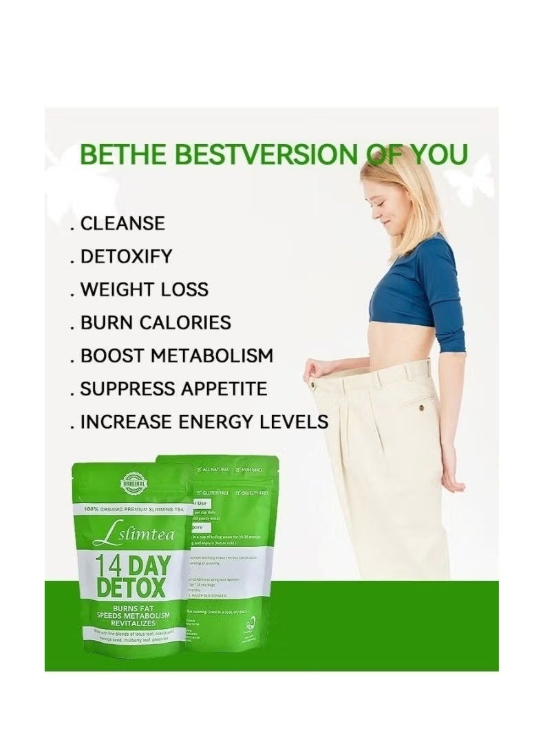 Slimming Herb Original Detox Tummy Tea Bags - 14 Bags, Supports Healthy Digestion & Metabolism, Natural Herbal Detox Tea for Gut Wellness​ - 2 Packs - Image 2