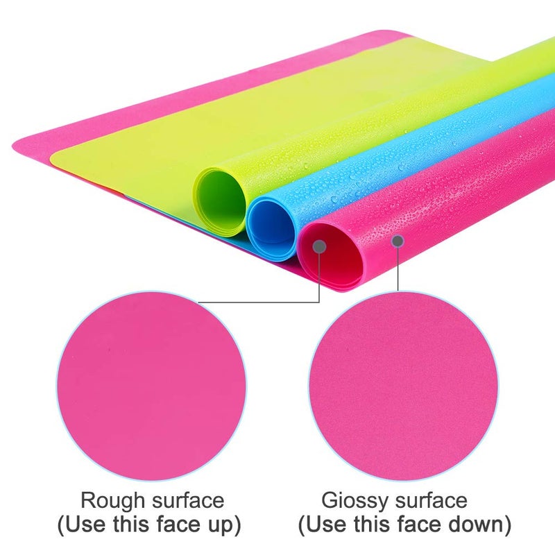 TDHDIKE 3 Pack Silicone mat Large Silicone Sheets for Crafts, Liquid, Resin Jewelry Casting Molds Mat, Silicone Placemat 15.7” x 11.8” (Blue & Rose Red & Green) - Image 2