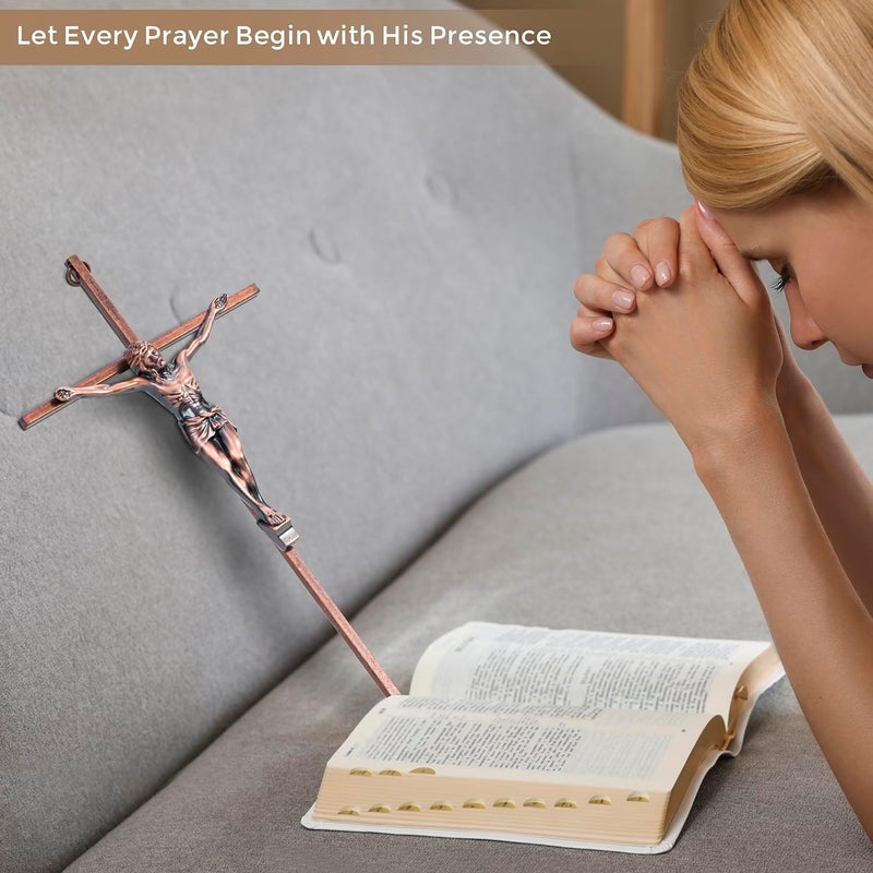 ACHIBANG 10" Crucifix Wall Cross – Antique Copper Catholic Jesus Wall Crucifix for Home or Over-the-Door Blessing - Image 5