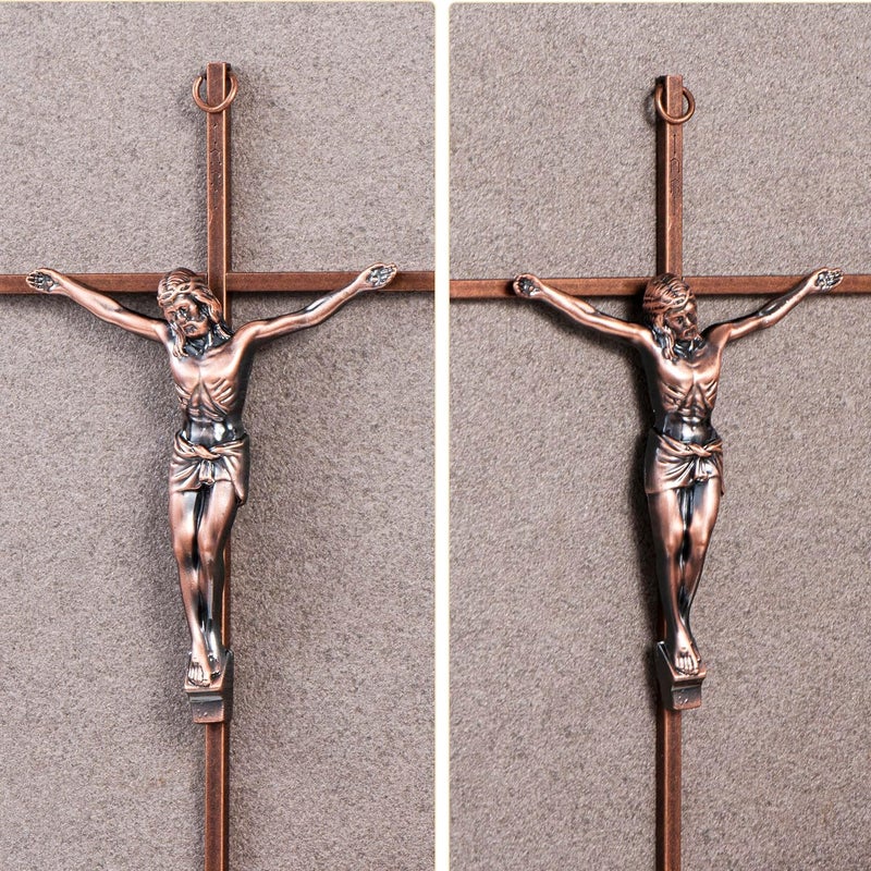 ACHIBANG 10" Crucifix Wall Cross – Antique Copper Catholic Jesus Wall Crucifix for Home or Over-the-Door Blessing - Image 3