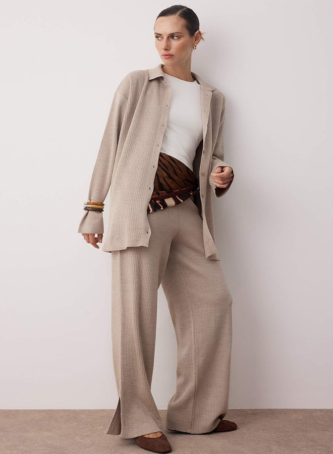 trendyol Stone Slit Detailed Cardigan-Pants Knitwear Suit - Image 1