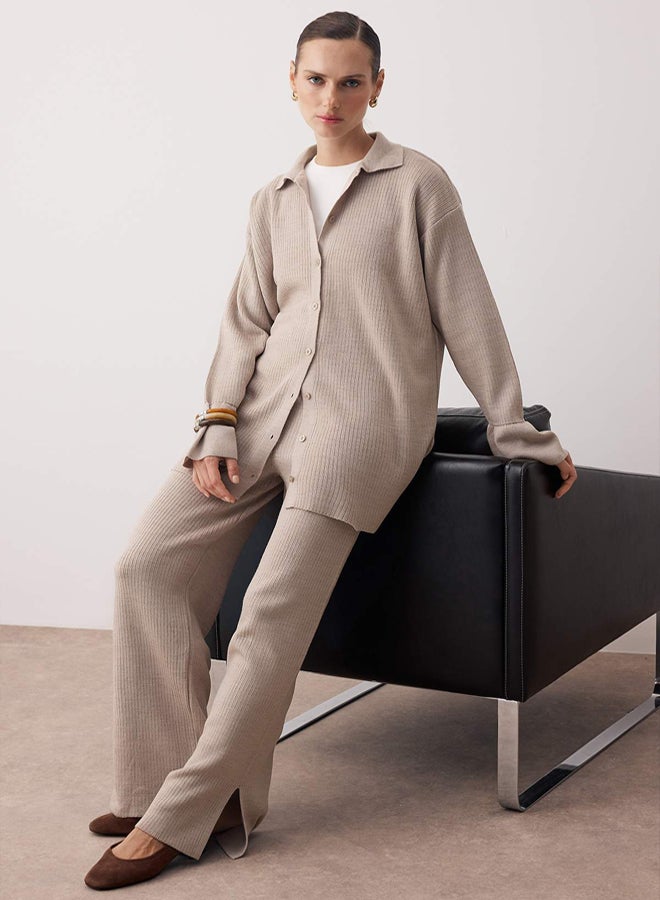 trendyol Stone Slit Detailed Cardigan-Pants Knitwear Suit - Image 2