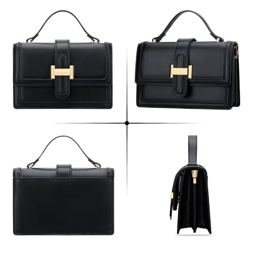 KKXIU Black Designer Crossbody Bags - Purses for Women Vegan Leather Purses and Handbags Shoulder Top Handle Bag - Image 4