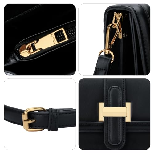 KKXIU Black Designer Crossbody Bags - Purses for Women Vegan Leather Purses and Handbags Shoulder Top Handle Bag - Image 5