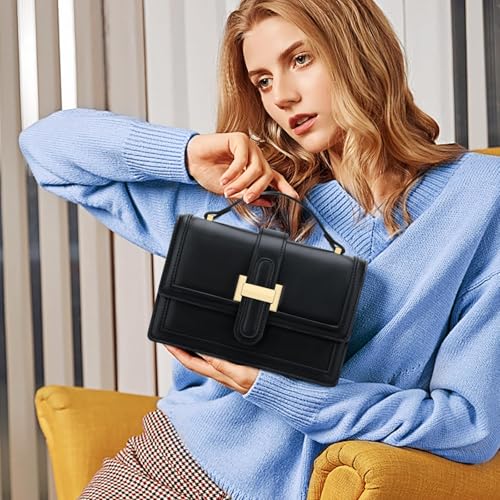 KKXIU Black Designer Crossbody Bags - Purses for Women Vegan Leather Purses and Handbags Shoulder Top Handle Bag - Image 2