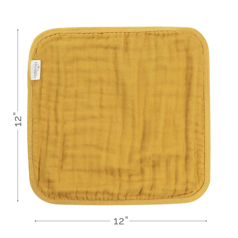 Natemia Muslin Baby Washcloths for Newborn - Premium Wash Cloths for Babies, Super Absorbent and Ultra Soft Rayon Made from Bamboo, 6 Layer Baby Girl and Baby Boy Washcloths, 5 Piece Set - Image 2