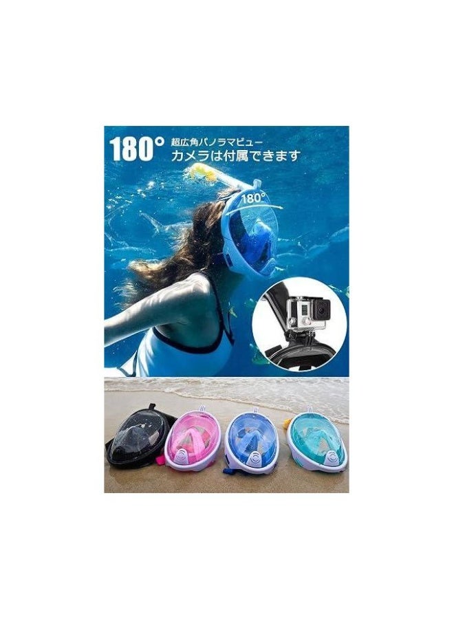 Full Face Snorkel Diving Mask with Detachable Snorkel, Blue - Image 2