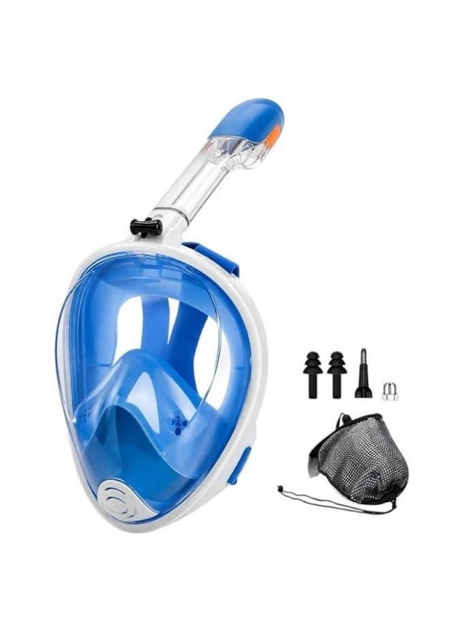 Full Face Snorkel Diving Mask with Detachable Snorkel, Blue - Image 1