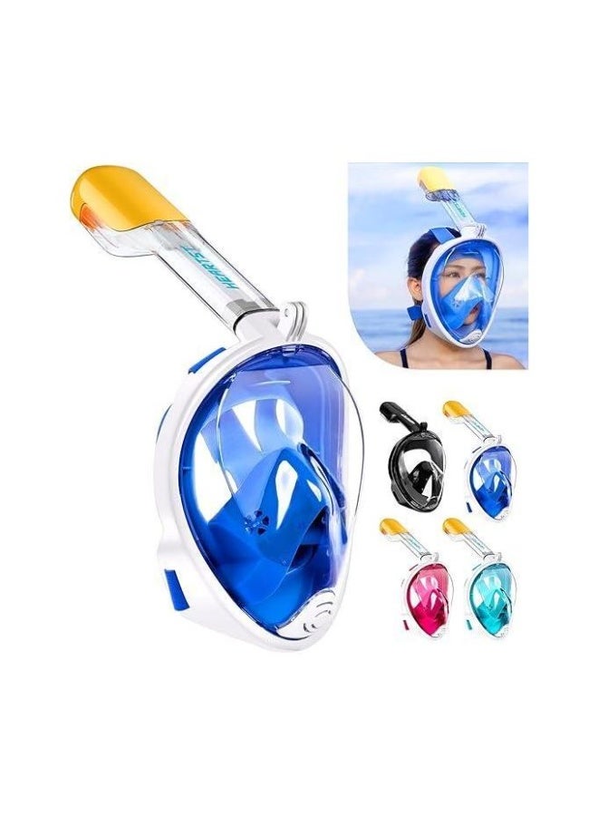 Full Face Snorkel Diving Mask with Detachable Snorkel, Blue - Image 3
