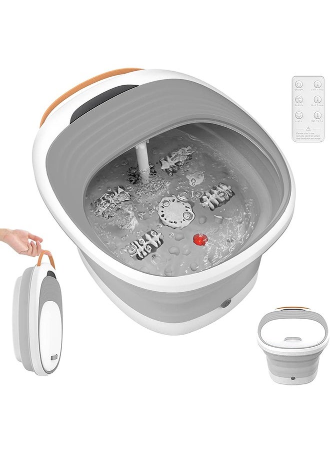 Garlo Foot Spa Foot Bath Massager with Heat Bubbles Vibration 4 Removable Massage Rollers (not Motorized), Collapsible Pedicure Foot Spa for Feet Pain Relief at Home Office  - Image 1