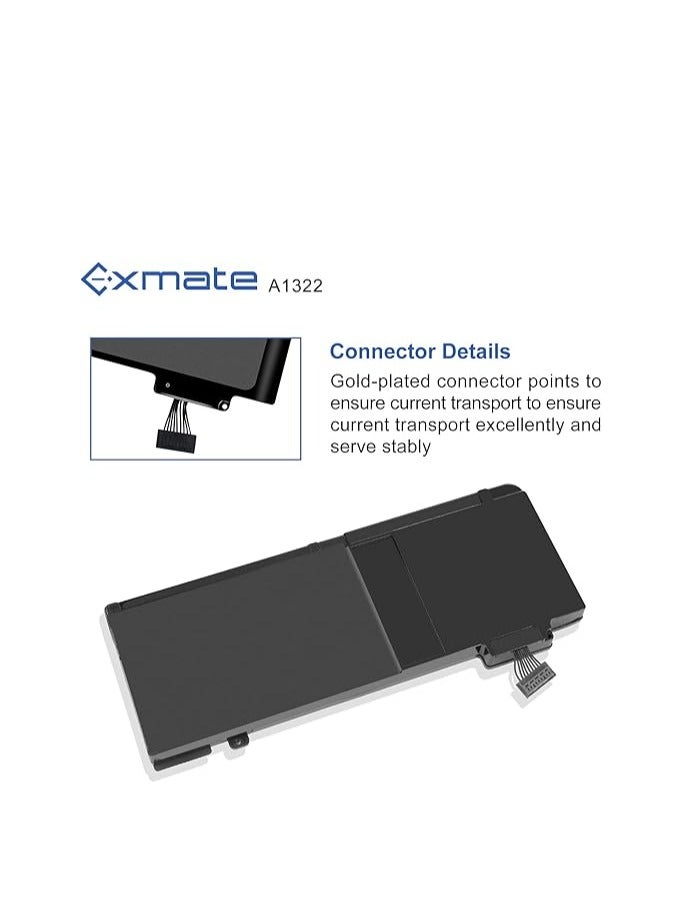 Exmate A1322 A1278 Battery for MacBook Pro 13 Inch Mid 2012 2010 2009, Early & Late 2011 (MC374LL/A MB990LL/A MB991LL/A Etc) [10.95V 63.5Wh] - Image 2