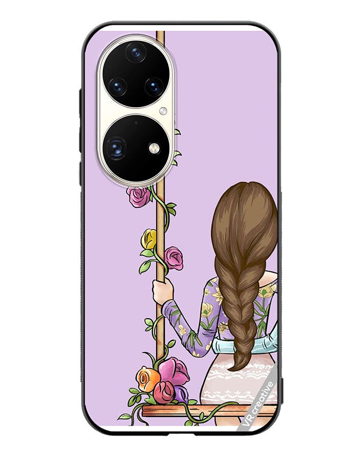 VR CREATIVE Protective Case Cover For Huawei P50 Pro Beautiful Girl Looking Front Design Multicolour  - Image 1