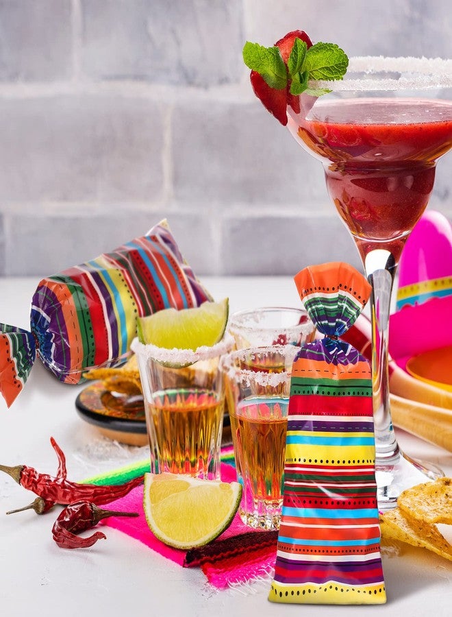 Spakon 100 Pcs Mexican Fiesta Cellophane Treat Bags Mexico Plastic Candy Bags Cinco De Mayo Hispanic Goody Sacks Fiesta Party Favor Goodie Gift Sack Birthday Party Decor, with 150 Red Twist Ties - Image 4