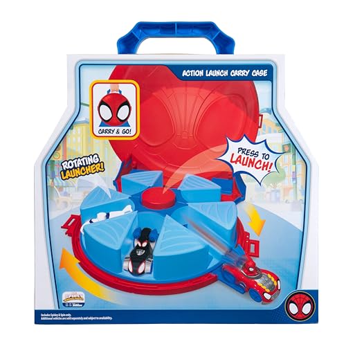 Jazwares Marvel Spidey and His Amazing Friends Action Launch Carry Case - 12-Inch Carry Case with Rotating Launcher and Two Exclusive Amazing Metals Vehicles - Image 2