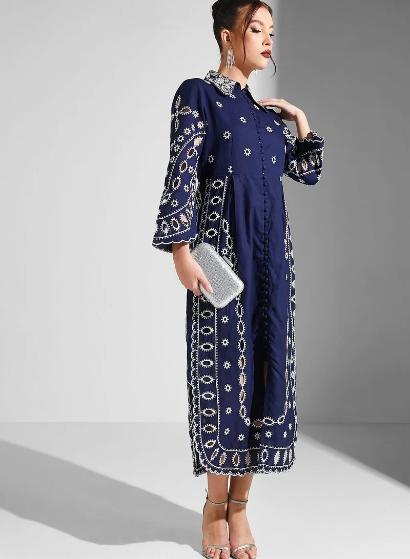 Threadz by Ajooni Embellished Button Detail Dress