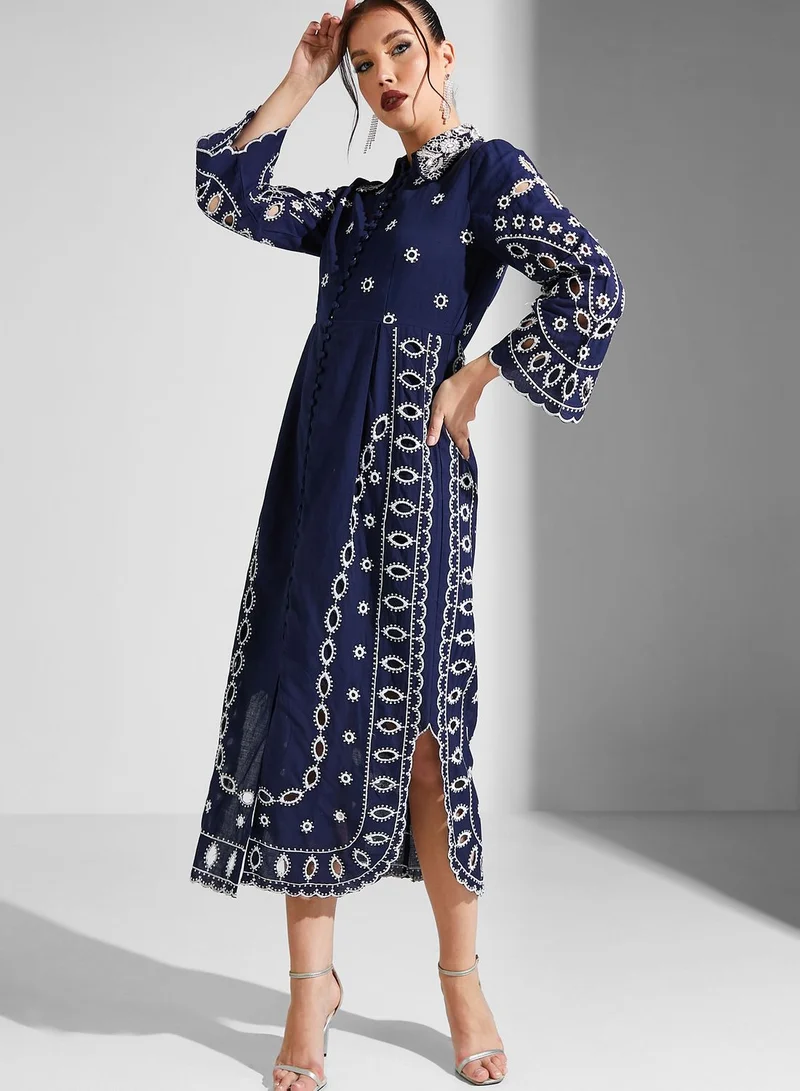 Threadz by Ajooni Embellished Button Detail Dress