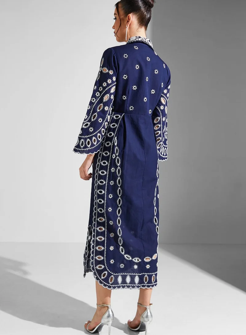 Threadz by Ajooni Embellished Button Detail Dress