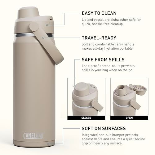 CamelBak Thrive Chug Insulated Stainless Steel Water Bottle Cold Retention with High Flow Lid for Everyday Hydration and Active Use 20oz Stone - Image 3