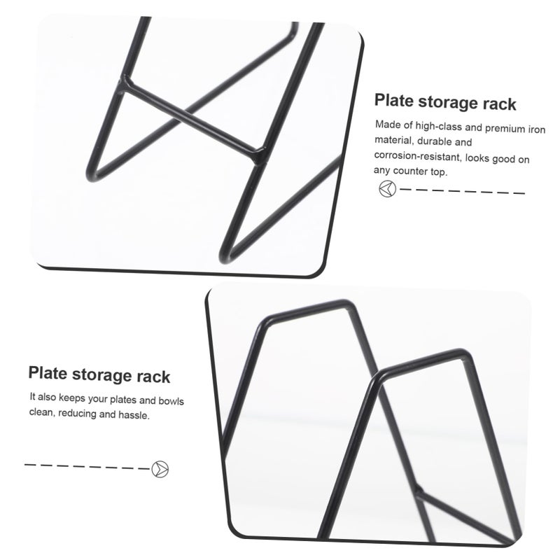 Black Plate Display Stand Dish Organizer Strong Load Bearing Kitchen Dining Rack - Image 5