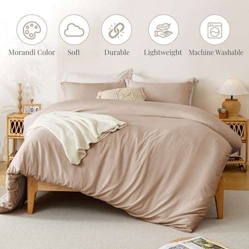 MILDLY Super Soft Duvet Cover - 100% Microfiber Polyester Rugby Tan Comforter Cover Set 3 Pieces with Zipper Closure & Corner Ties (No Comforter) - Image 2