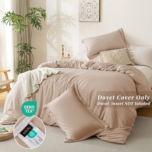 MILDLY Super Soft Duvet Cover - 100% Microfiber Polyester Rugby Tan Comforter Cover Set 3 Pieces with Zipper Closure & Corner Ties (No Comforter) - Image 3