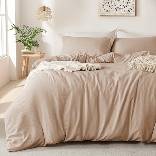 MILDLY Super Soft Duvet Cover - 100% Microfiber Polyester Rugby Tan Comforter Cover Set 3 Pieces with Zipper Closure & Corner Ties (No Comforter) - Image 1