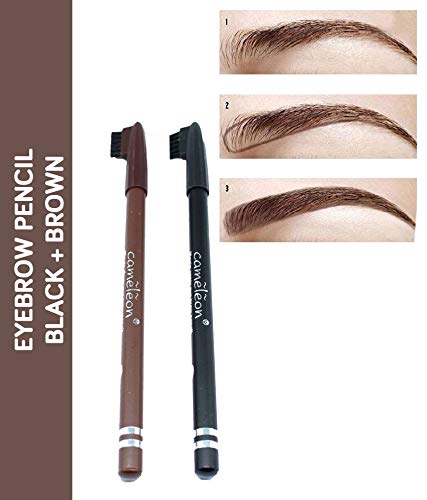 Cameleon Single Apply Eyebrow Pencil with Brush (Black, Dark Brown) - Image 2