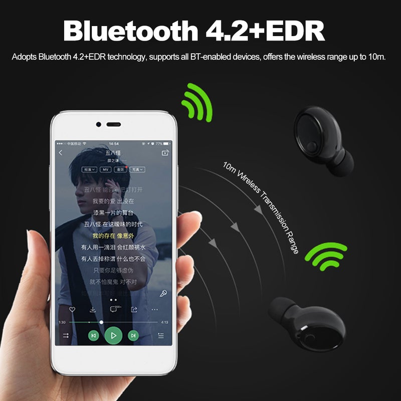 سماعة أذن داخلية إيربادز ستيريو بتقنية لاسلكية حقيقية TWS-A تعمل بتقنية البلوتوث أسود - Image 2