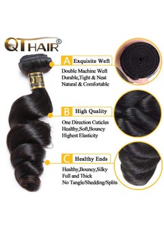 QTHAIR QTHAIR 14A Grade Brazilian Loose Wave Bundle Brazilian Human Hair Loose Wave 1 Bundle 100% Unprocessed Brazilian Virgin Human Hair Extensions for Woman (14inch, Natutal Color)  - Image 2