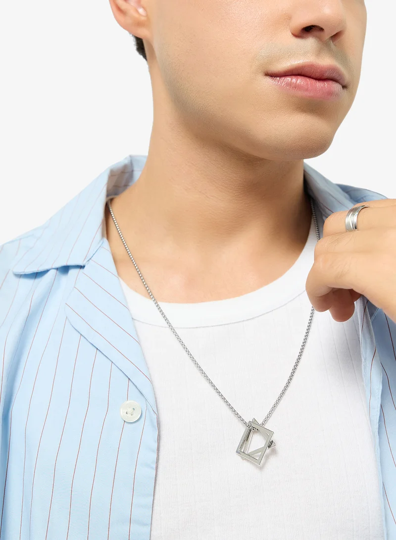 Seventy Five  Geometric Interlocking Triangle Square Pendant Necklace for Men | Best Price UAE