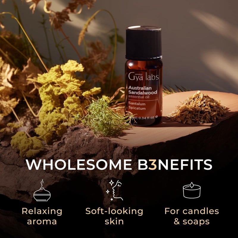 Gya Labs Australian Sandalwood Essential Oil - 0.34 Fl Oz - for Hair, Skin, Diffuser, Aromatherapy & DIY Candle Making Scent - Image 5