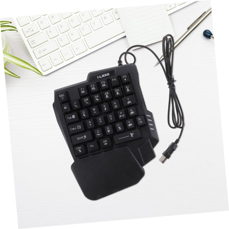 1pc USB Keyboard With Mechanical Feel Design Ergonomic Small Keyboard For Game Colorful Lights Compatible With Phones Abs Caps Black - Image 5
