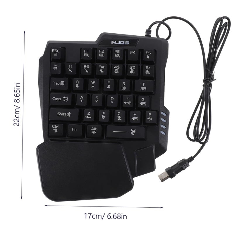 1pc USB Keyboard With Mechanical Feel Design Ergonomic Small Keyboard For Game Colorful Lights Compatible With Phones Abs Caps Black - Image 3