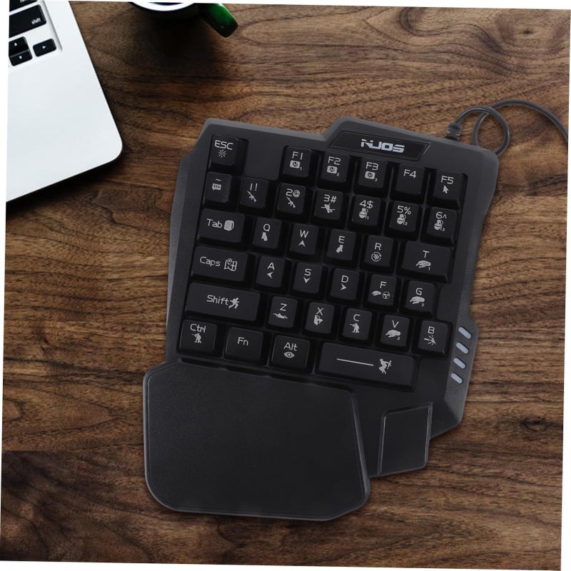 1pc USB Keyboard With Mechanical Feel Design Ergonomic Small Keyboard For Game Colorful Lights Compatible With Phones Abs Caps Black - Image 4