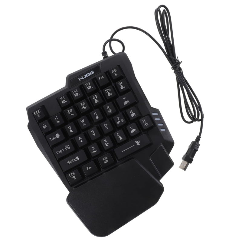 1pc USB Keyboard With Mechanical Feel Design Ergonomic Small Keyboard For Game Colorful Lights Compatible With Phones Abs Caps Black - Image 2