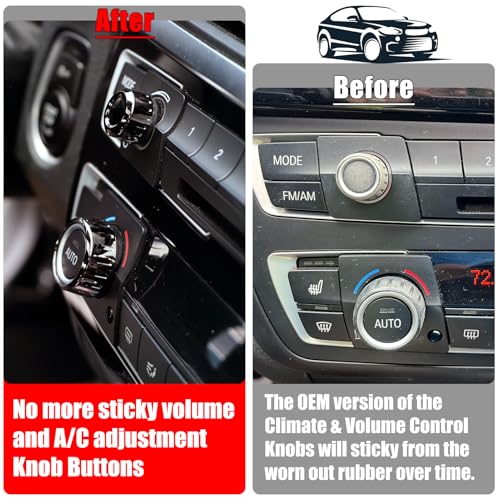 Jaronx Compatible with BMW Climate Control Knob Ring Radio Volume Button Cover for 1F20 F21 2F22 F23 3F30 F31 4F32 F33 F36 Air Conditioning Knob AC Climate Button Ring for BMWGun Finish - Image 3