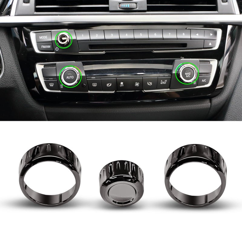 Jaronx Compatible with BMW Climate Control Knob Ring Radio Volume Button Cover for 1F20 F21 2F22 F23 3F30 F31 4F32 F33 F36 Air Conditioning Knob AC Climate Button Ring for BMWGun Finish - Image 2