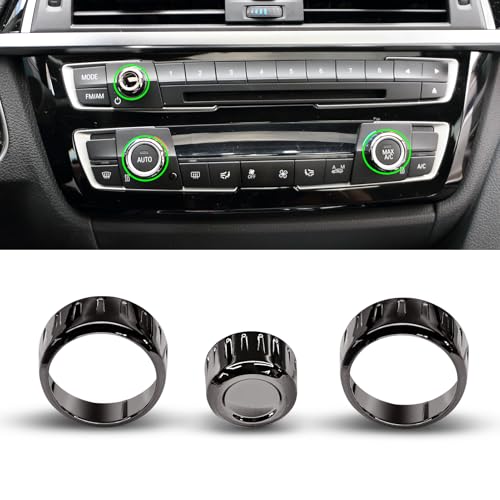 Jaronx Compatible with BMW Climate Control Knob Ring Radio Volume Button Cover for 1F20 F21 2F22 F23 3F30 F31 4F32 F33 F36 Air Conditioning Knob AC Climate Button Ring for BMWGun Finish - Image 1