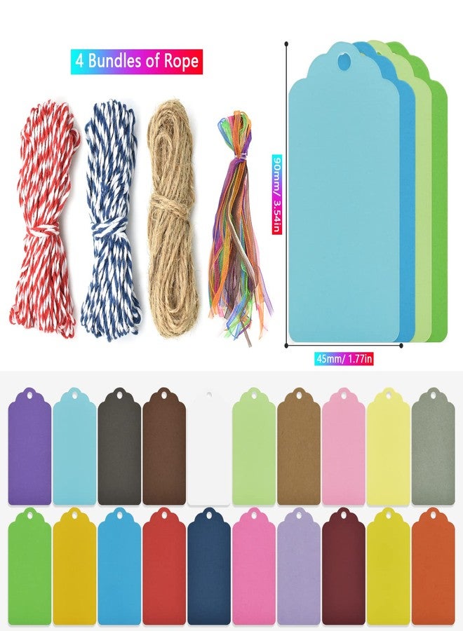 BDS-HOME 200 Pcs 20 Colors Gift Tags with String Tags Paper Gift Labels Hang Tag for Pricing Art, Jewelry Kraft Paper Writable Tag for Gifts Arts and Crafts Wedding Holiday Christmas Wish - Image 2