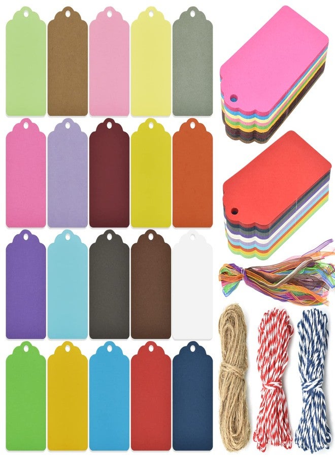 BDS-HOME 200 Pcs 20 Colors Gift Tags with String Tags Paper Gift Labels Hang Tag for Pricing Art, Jewelry Kraft Paper Writable Tag for Gifts Arts and Crafts Wedding Holiday Christmas Wish - Image 1