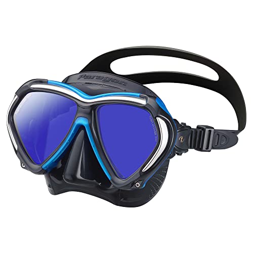 TUSA M-2001 Paragon Scuba Diving Mask, Black/Fishtail Blue - Image 1