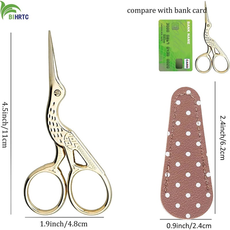BIHRTC 4.5Inch Embroidery Scissors Sharp Tip Stainless Steel Little Scissors for Knitting Cross Stitch Cutting Embroidery Sewing Handcraft Craft Art Work DIY Tool Gold - Image 2