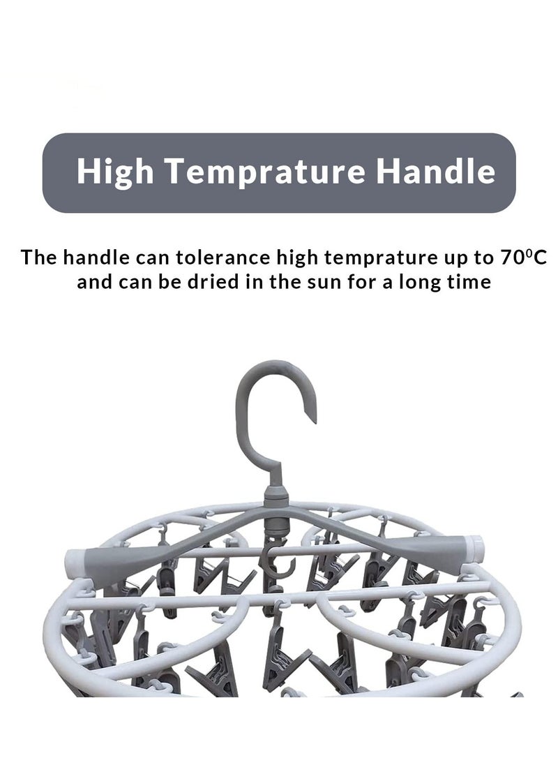 sokany - Foldable Drying Laundry Hanger with Clips, Drying Rack with 32 Clips Each, Laundry Clips and Drip Drying Hangers for Socks, Underwear, Towel, Scarfs and Bras (Multicolour) - Image 1
