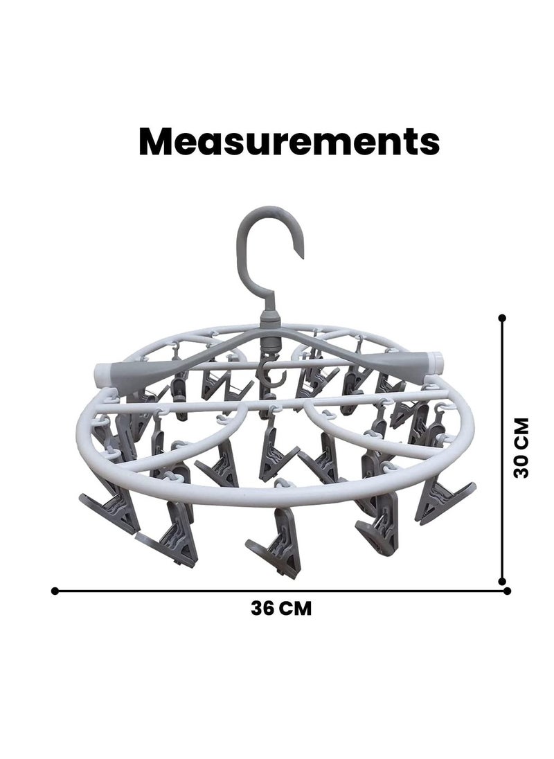 sokany - Foldable Drying Laundry Hanger with Clips, Drying Rack with 32 Clips Each, Laundry Clips and Drip Drying Hangers for Socks, Underwear, Towel, Scarfs and Bras (Multicolour) - Image 1