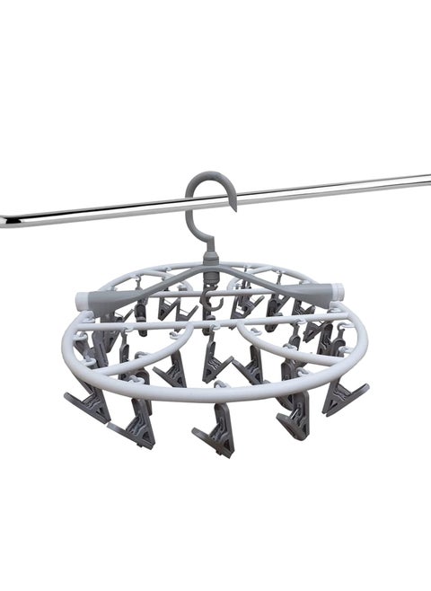 Foldable Drying Laundry Hanger with Clips, Drying Rack with 32 Clips Each, Laundry Clips and Drip Drying Hangers for Socks, Underwear, Towel, Scarfs and Bras (Multicolour)