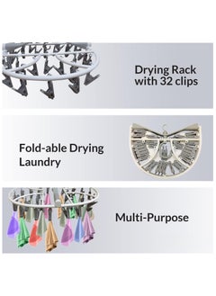sokany Foldable Drying Laundry Hanger with Clips, Drying Rack with 32 Clips Each, Laundry Clips and Drip Drying Hangers for Socks, Underwear, Towel, Scarfs and Bras (Multicolour)  - Image 5